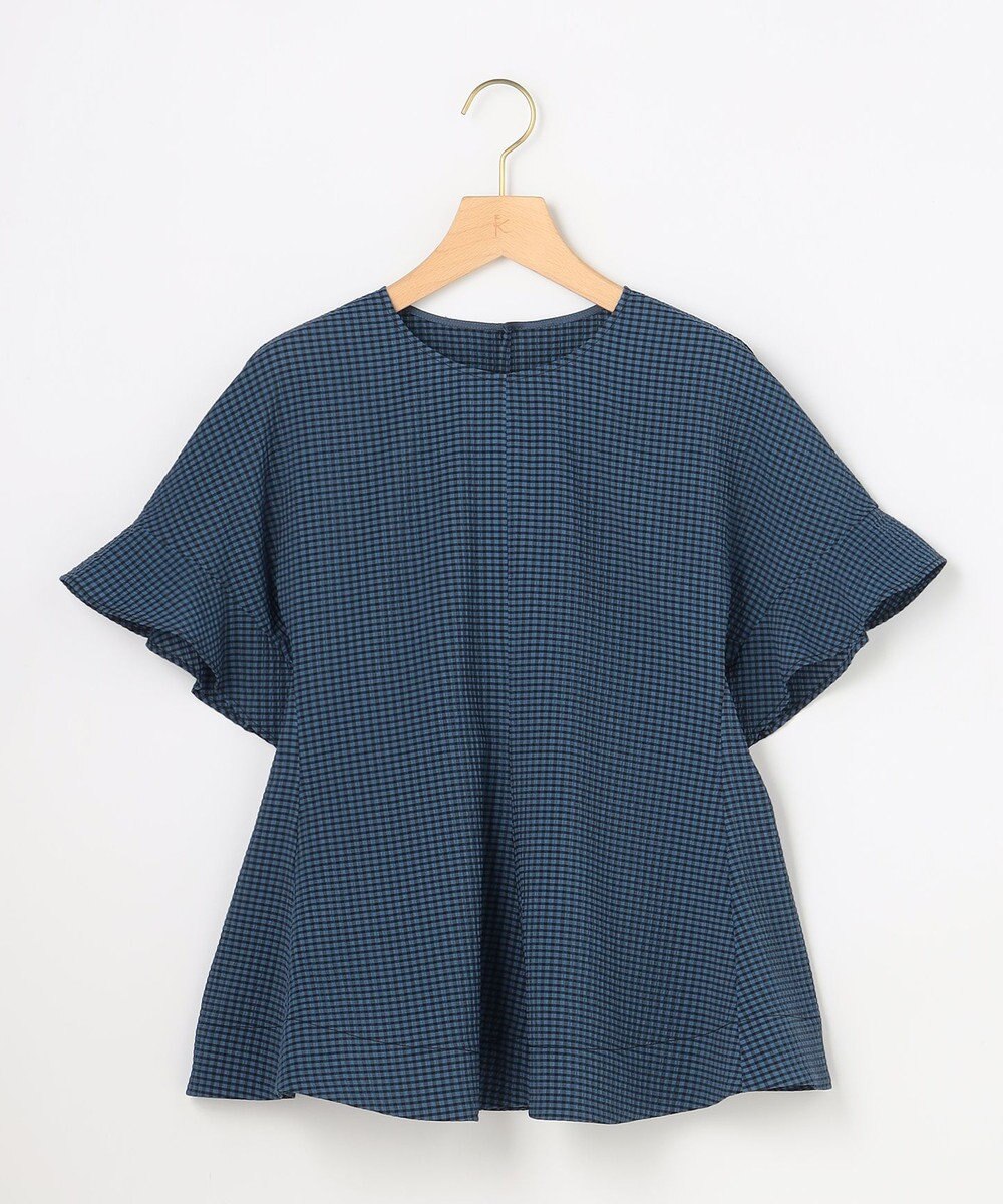組曲 【先行予約】サッカーギンガムチェック ペプラムブラウス 