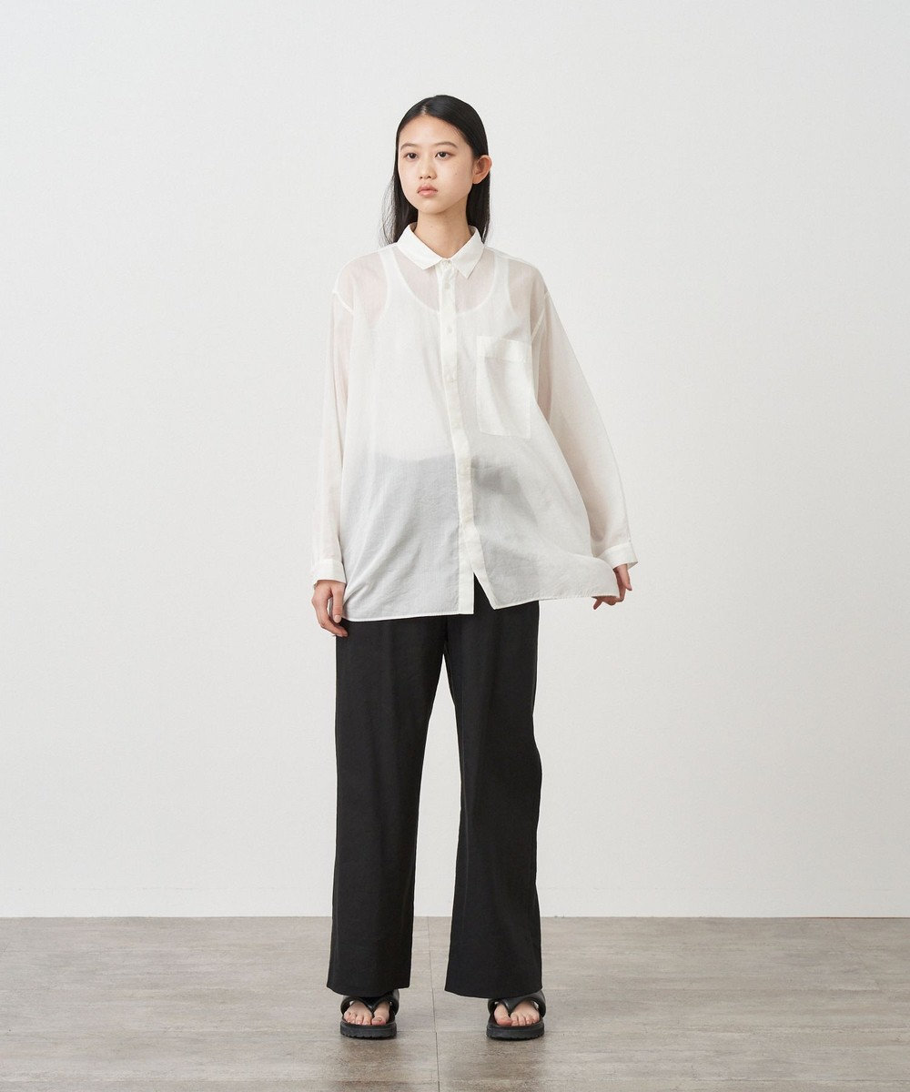 COTTON SILK LAWN | オーバーサイズシャツ, WHITE, 02