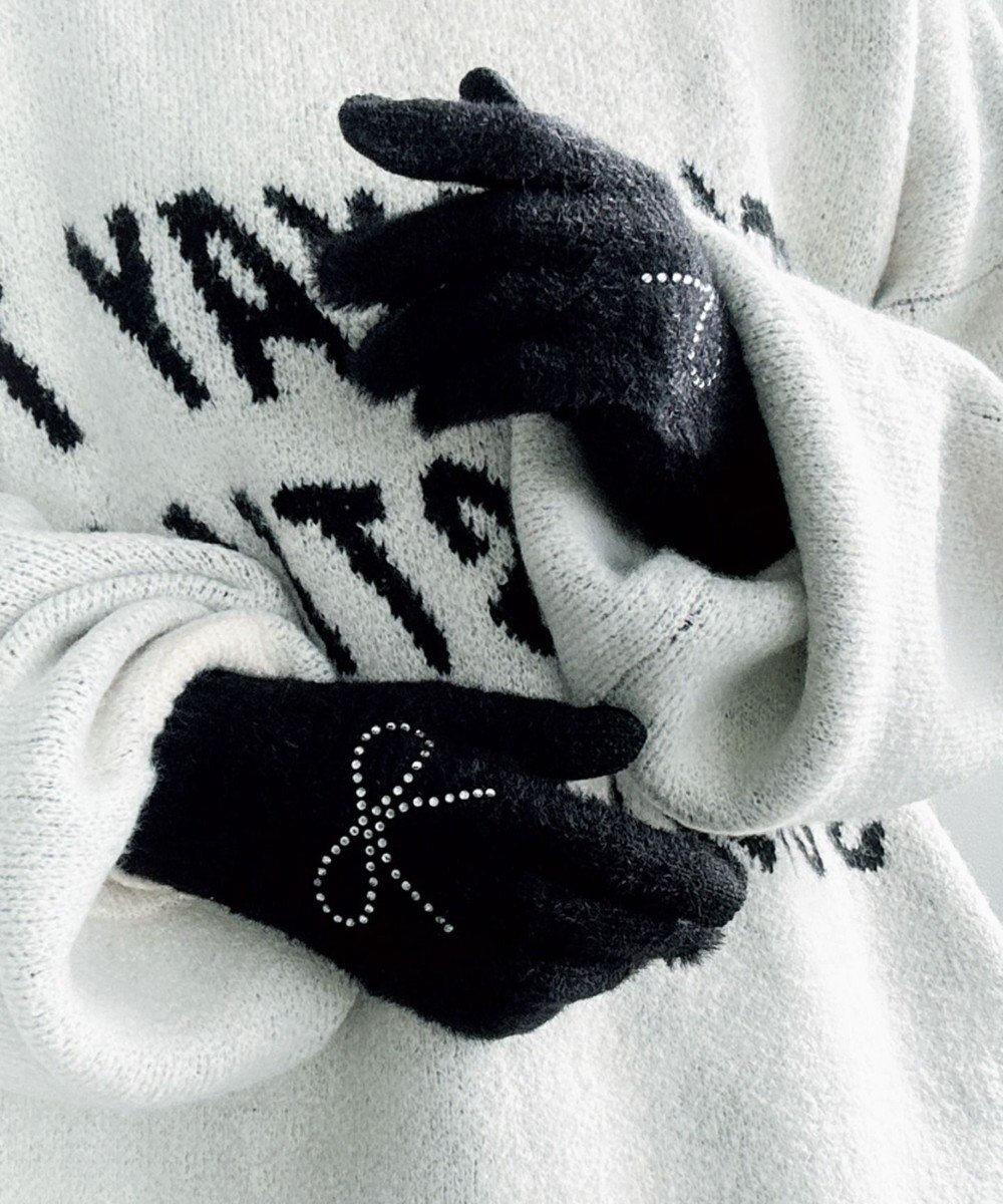 WEGO 【手袋】リボンラインストーングローブ 