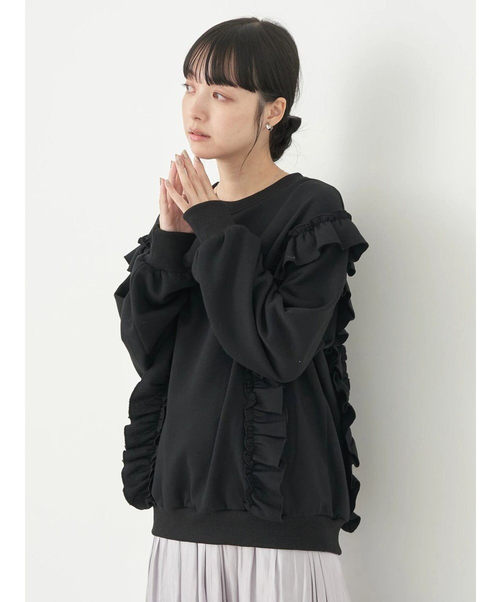 earth music&ecology フリルスウェットプルオーバー 