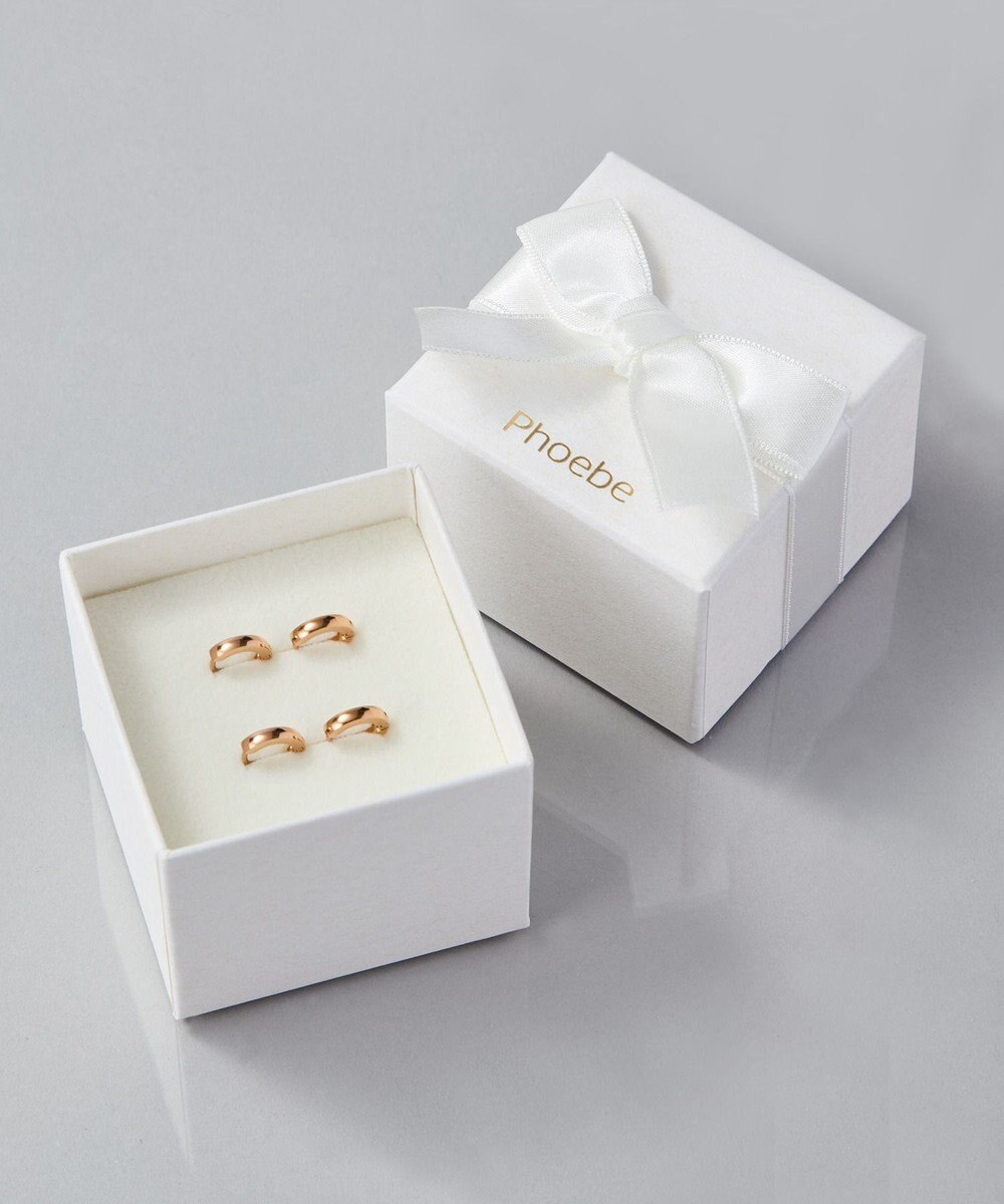 Phoebe 【金属アレルギー対応】ワンタッチメタルフープミニペアピアス  ローズゴールド/BOX付き 