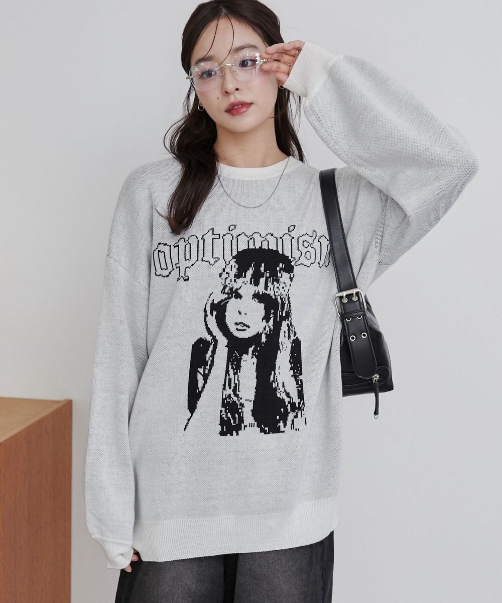 WEGO グラフィックニットBIGプルオーバー 