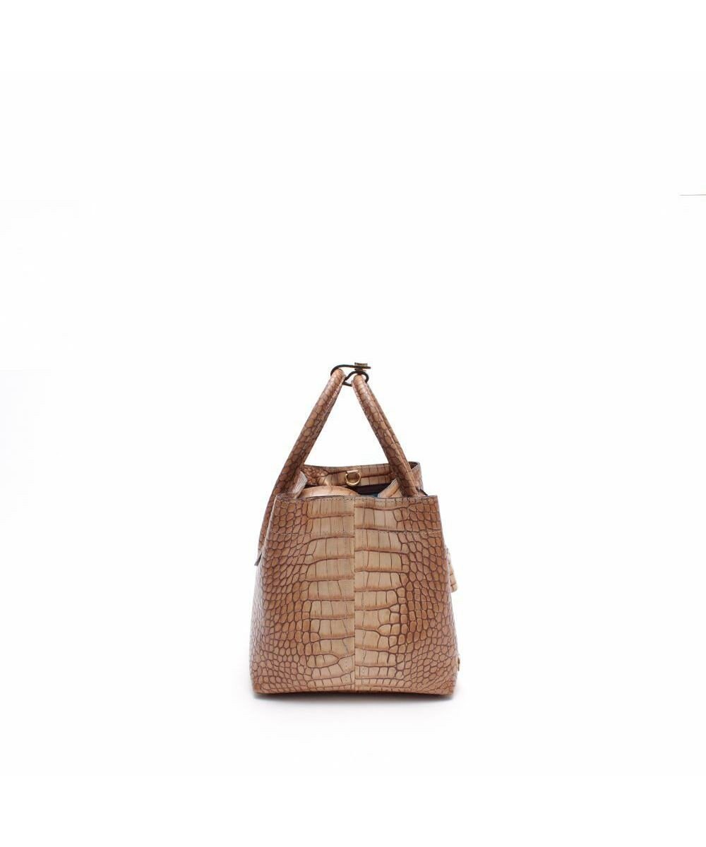 A.D.M.J. 【牛革】クロコ型押しキューブトート21cm(ショルダーストラップ付) 