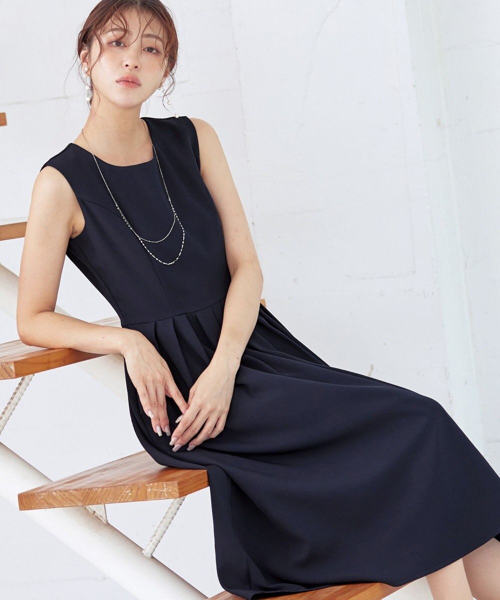 Tiaclasse 【洗える】タックフレアワンピース 