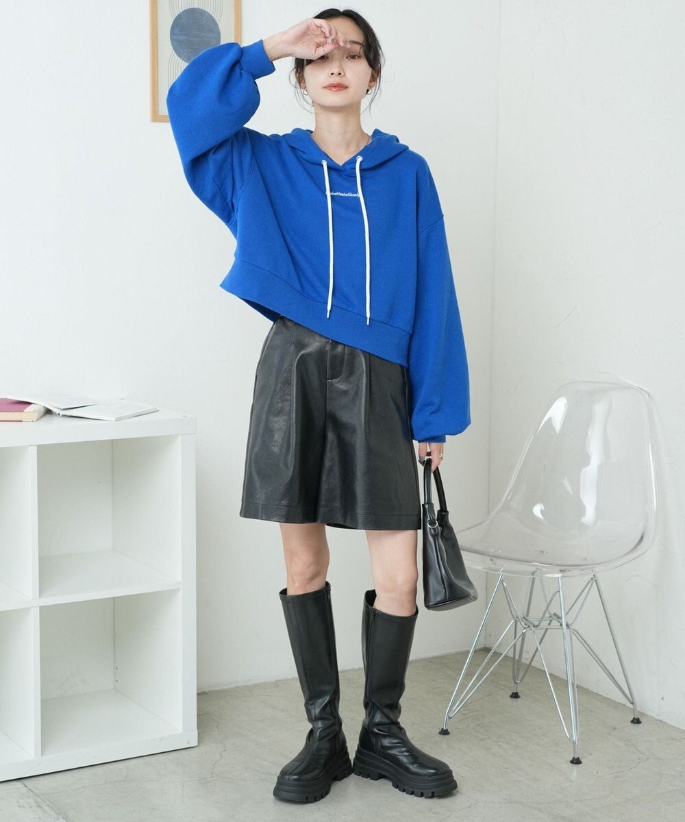 WEGO 配色ロゴデザインショートパーカー 