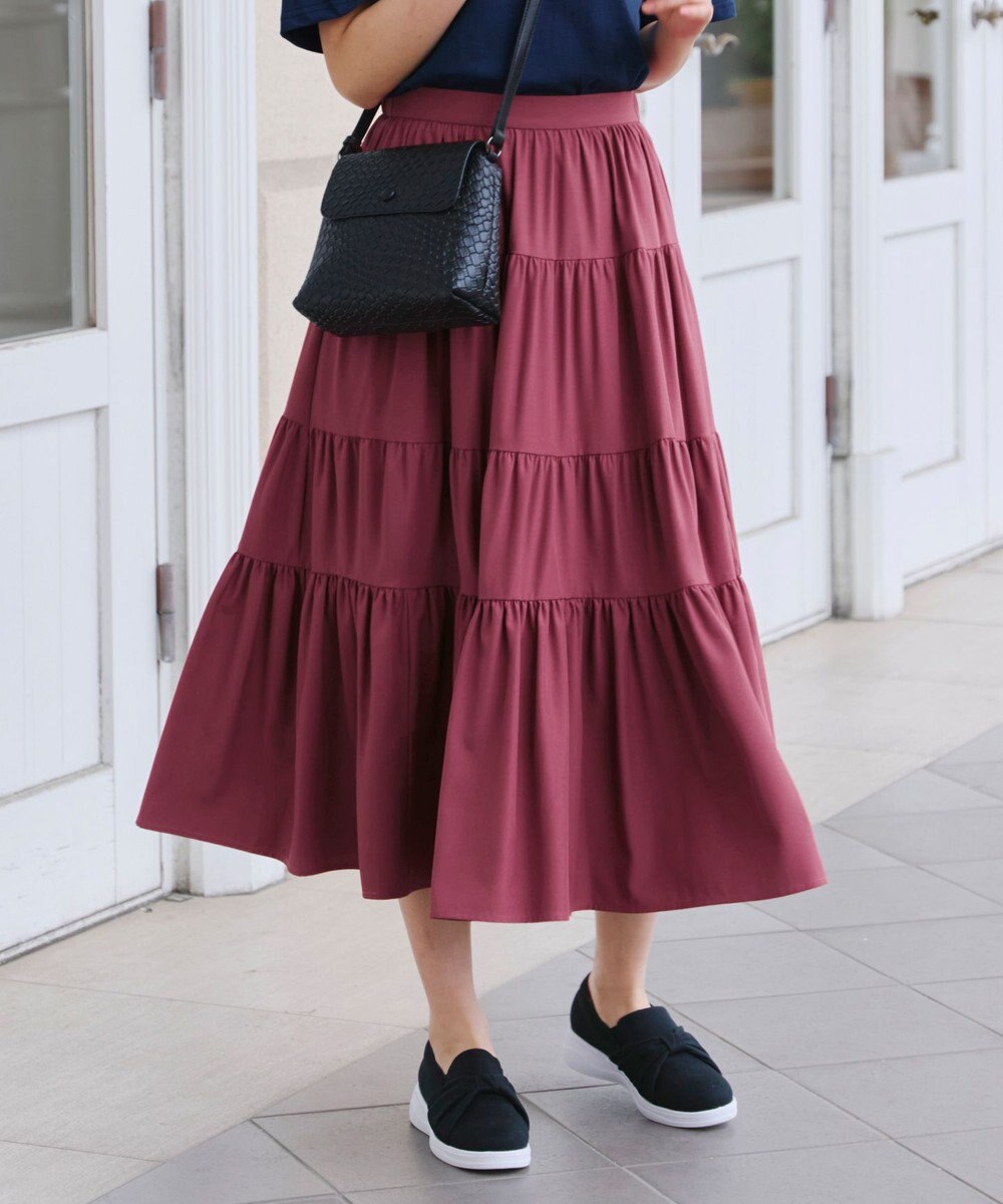 Tiaclasse 【洗える】ティアードフレアスカート 