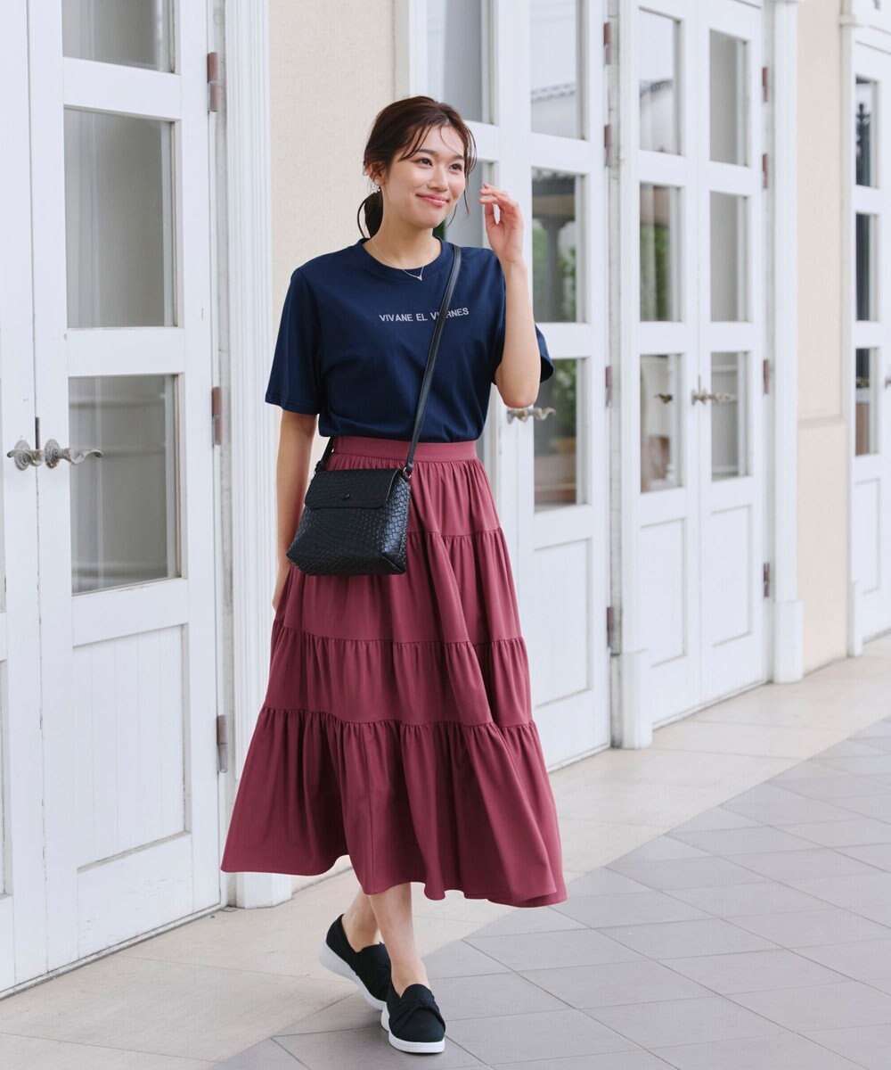 Tiaclasse 【洗える】ティアードフレアスカート 