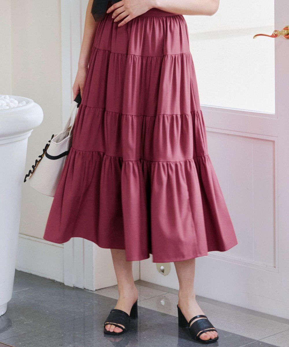 Tiaclasse 【洗える】ティアードフレアスカート 