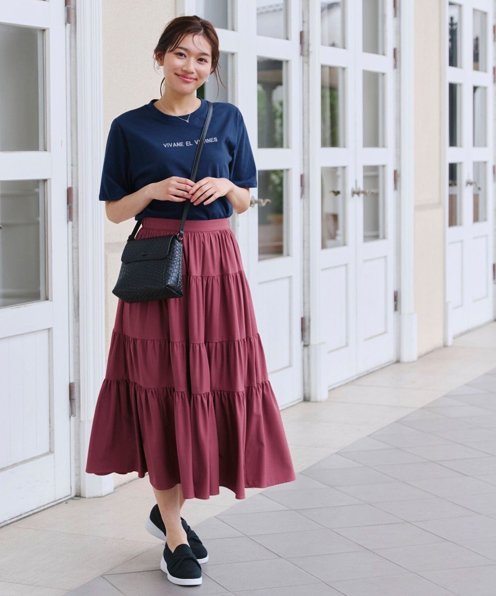 Tiaclasse 【洗える】ティアードフレアスカート 