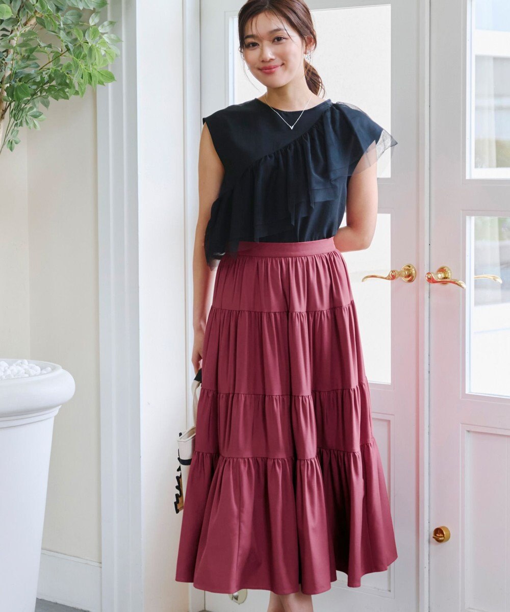 Tiaclasse 【洗える】ティアードフレアスカート 