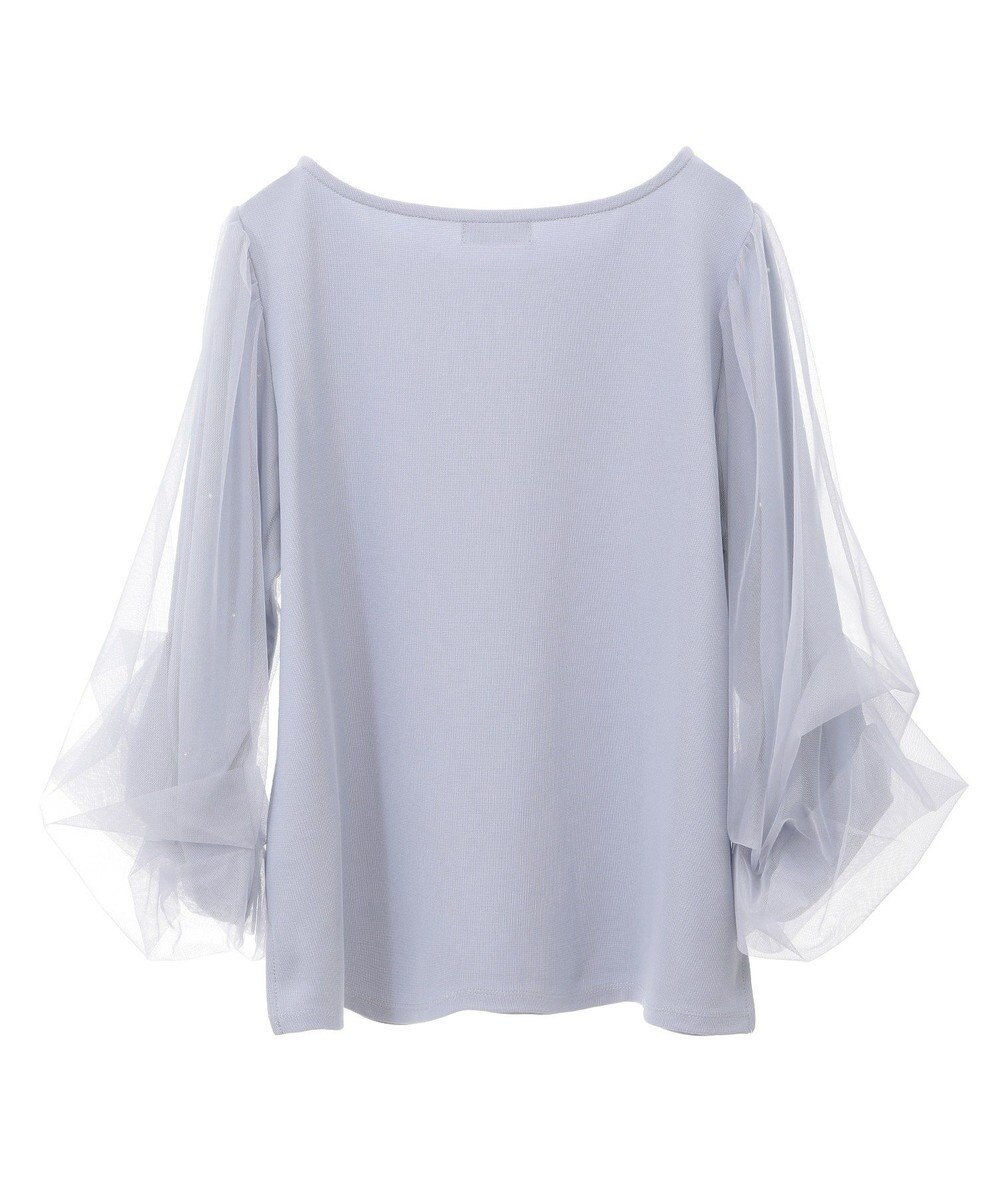 earth music&ecology キラキラストーンパールチュールスリーブプルオーバー 