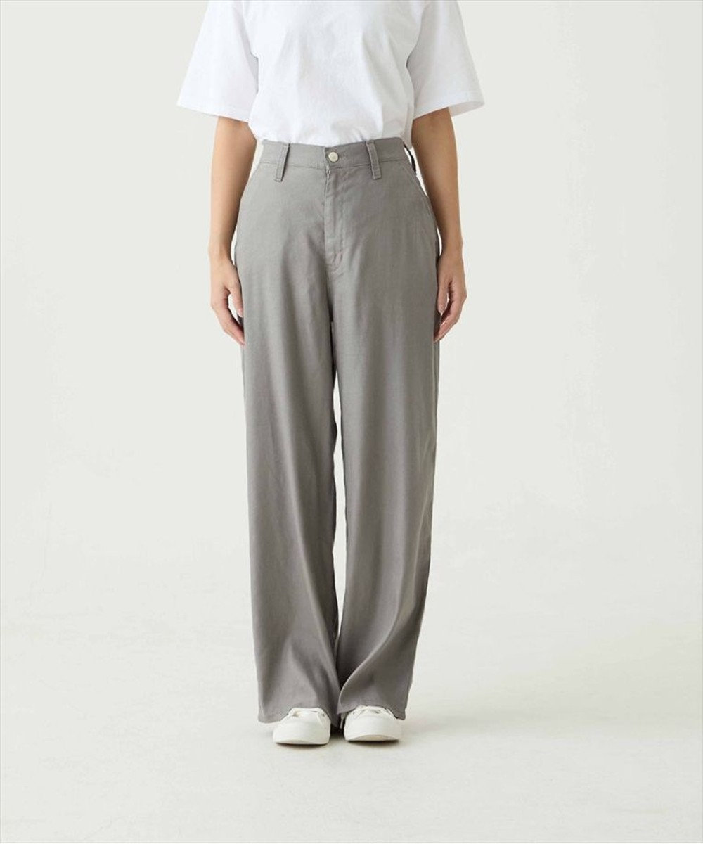 caqu linen rayon stretch wide pants リネンレーヨンストレッチワイドパンツ 