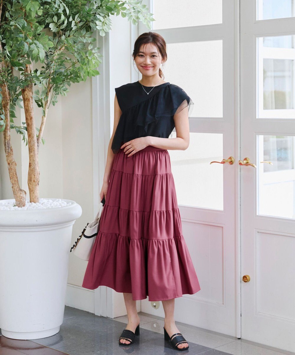 Tiaclasse 【洗える】ティアードフレアスカート 