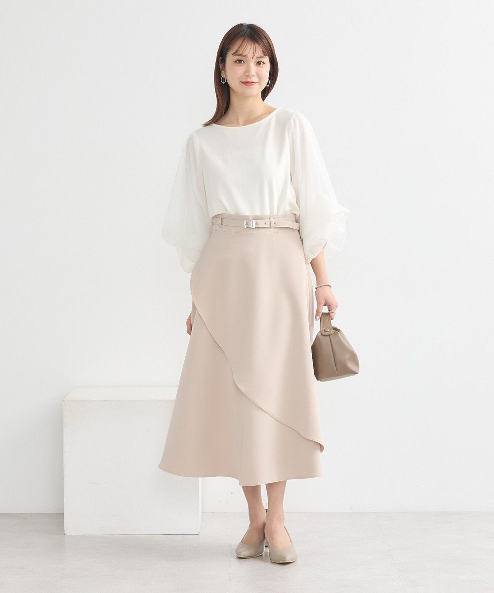 earth music&ecology キラキラストーンパールチュールスリーブプルオーバー 