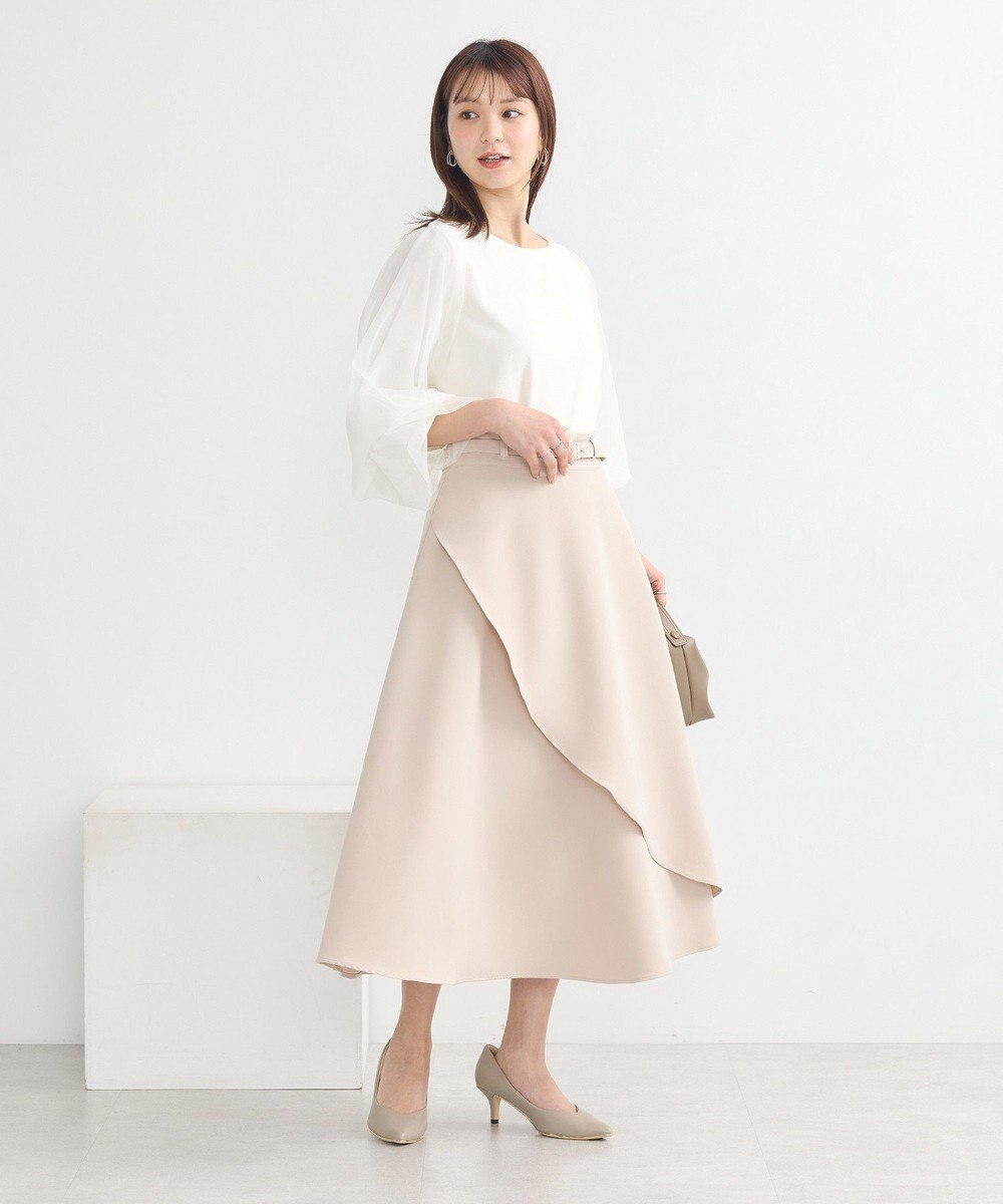 earth music&ecology キラキラストーンパールチュールスリーブプルオーバー 