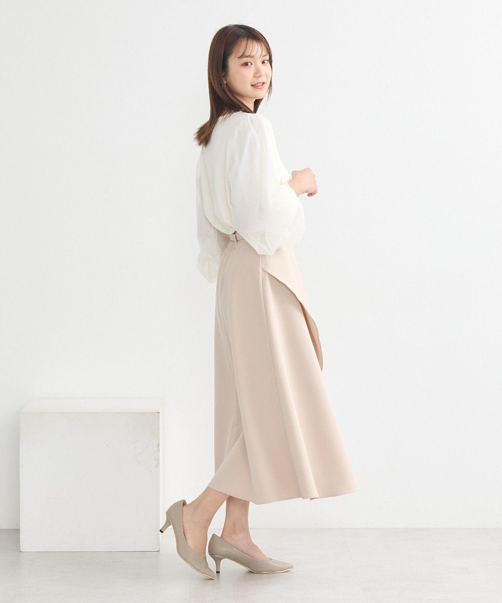 earth music&ecology キラキラストーンパールチュールスリーブプルオーバー 