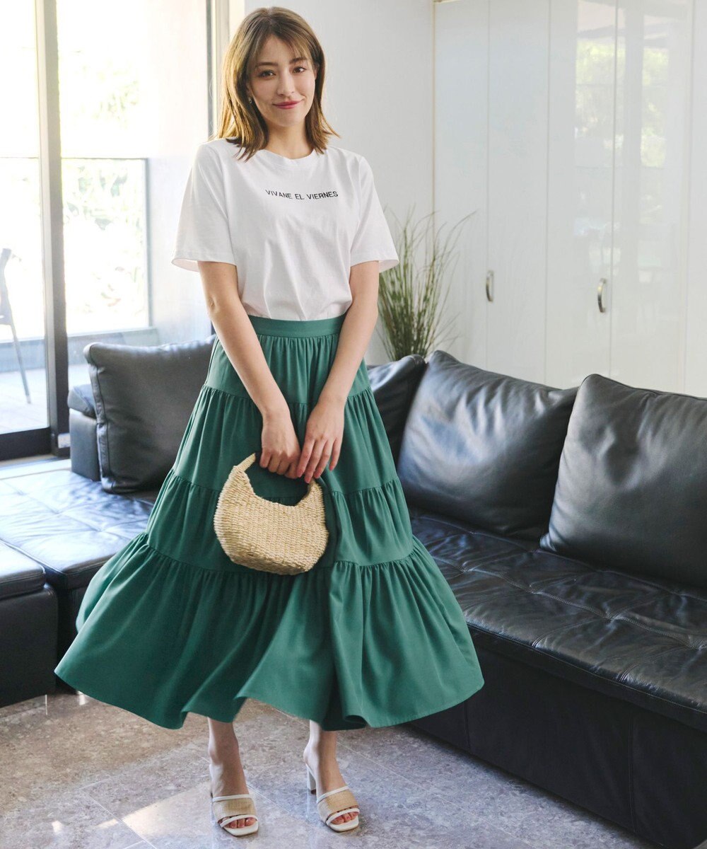 Tiaclasse 【洗える】ティアードフレアスカート 