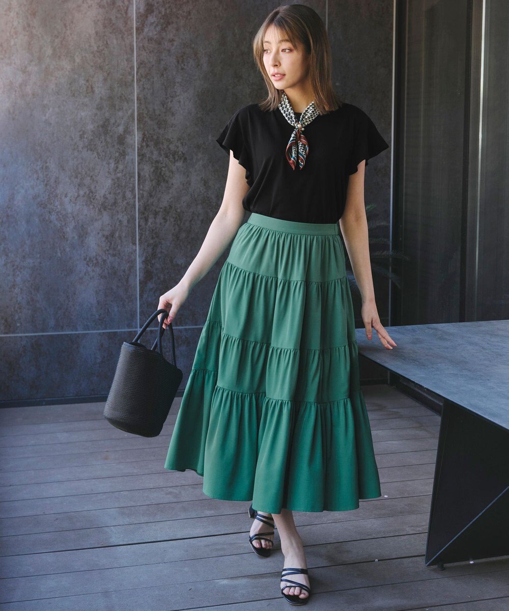 Tiaclasse 【洗える】ティアードフレアスカート 