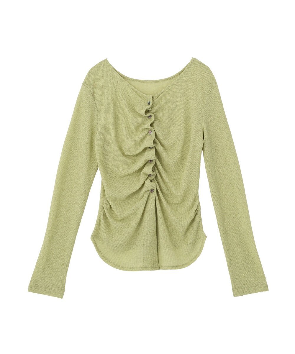 earth music&ecology 【予約】シアーワッフルタックボタントップス 