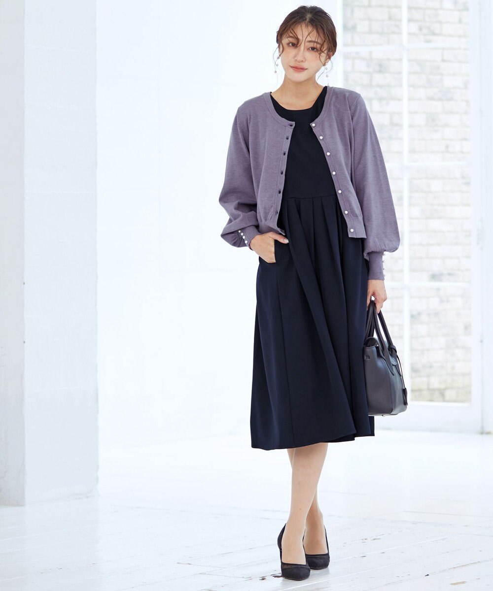 Tiaclasse 【洗える】タックフレアワンピース 