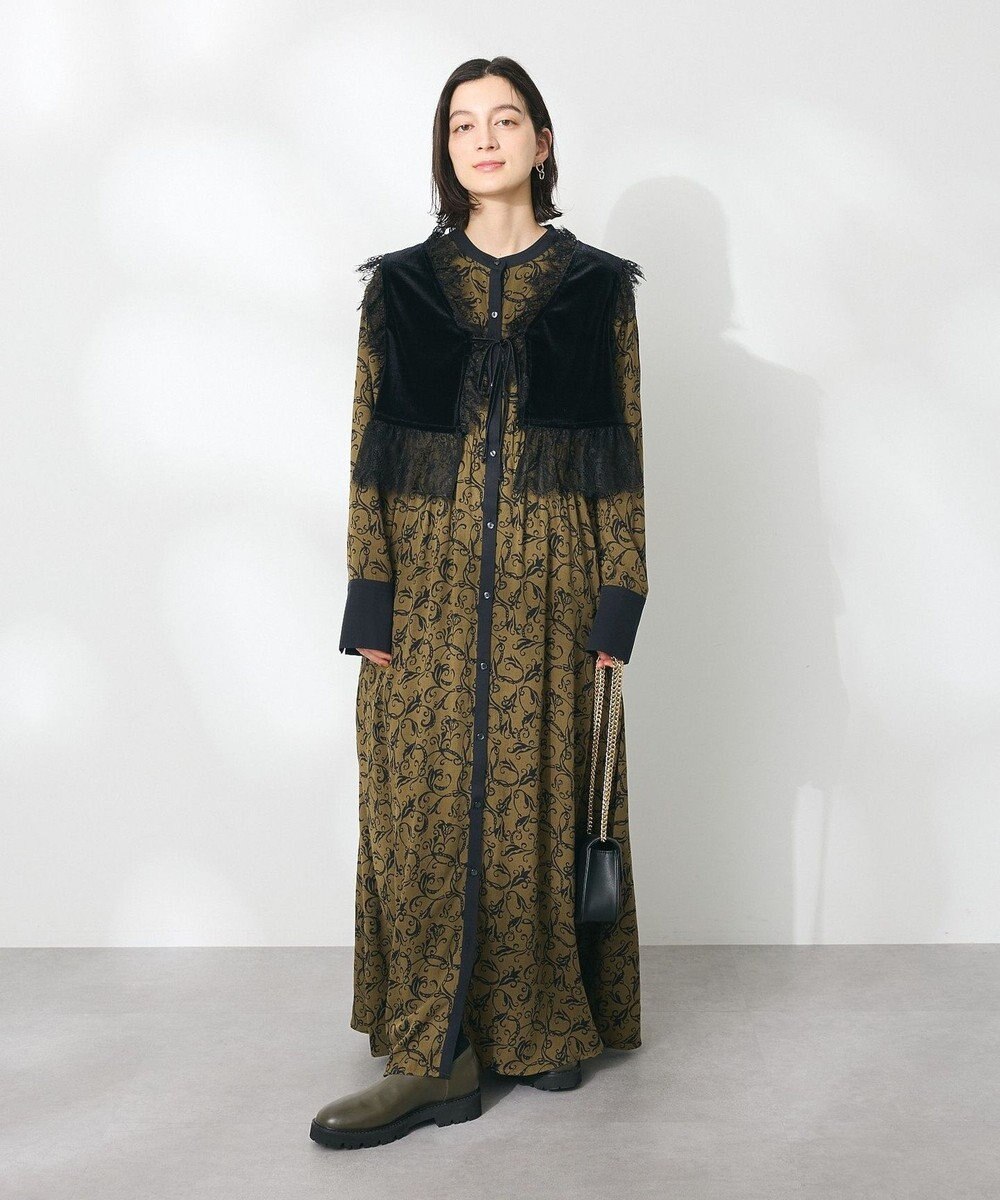 CRAFT STANDARD BOUTIQUE 総柄バイカラーワンピース 