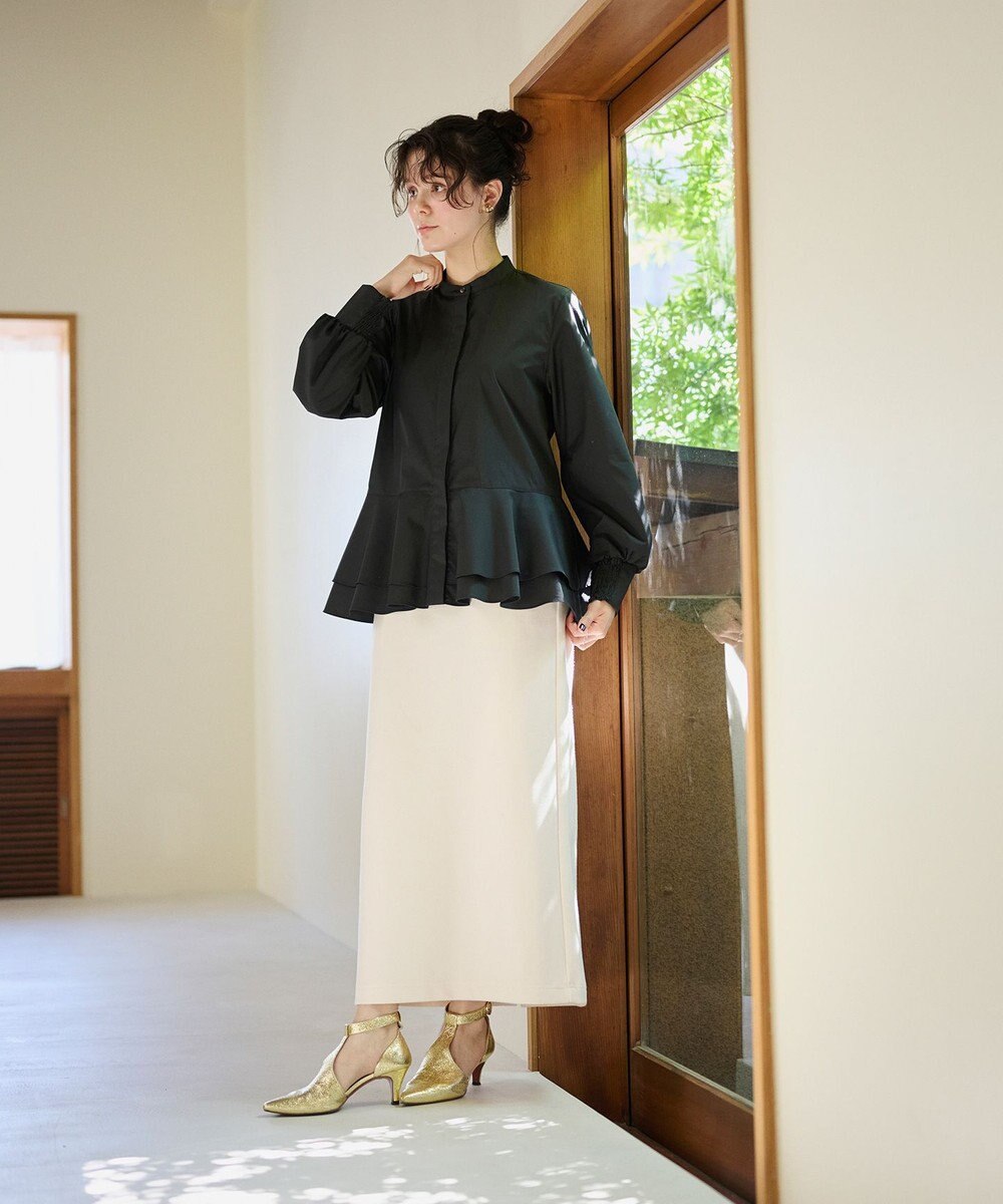 #Newans 【シワになりにくい/洗濯機可能】ダブルフリルヘムシャツ 