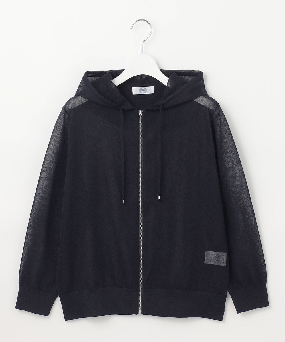 J.PRESS LADIES L 【洗える】シアーライトニット パーカー 