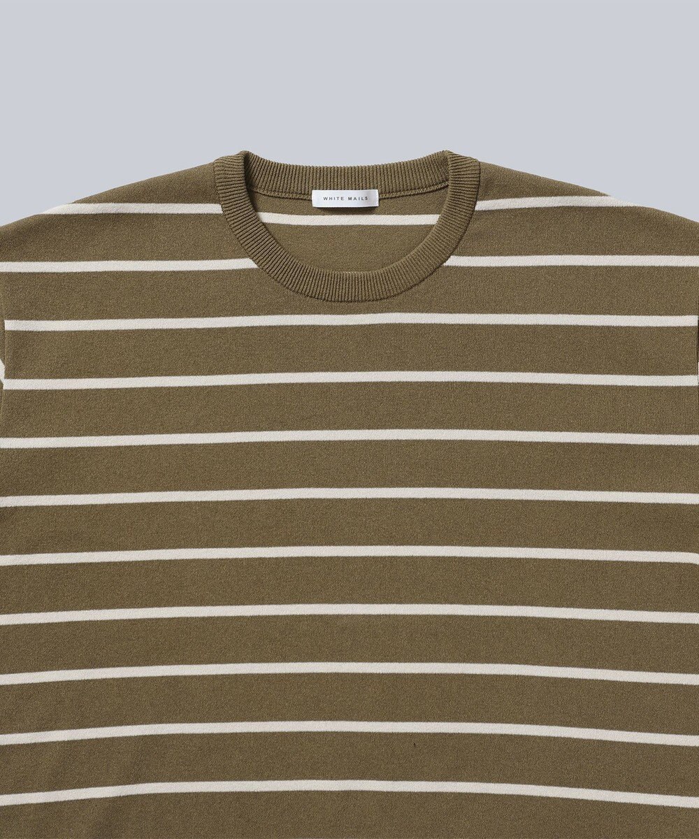 WHITE MAILS 【UNISEX】PAPER YARN BORDER KINT PULLOVER T-シャツ 