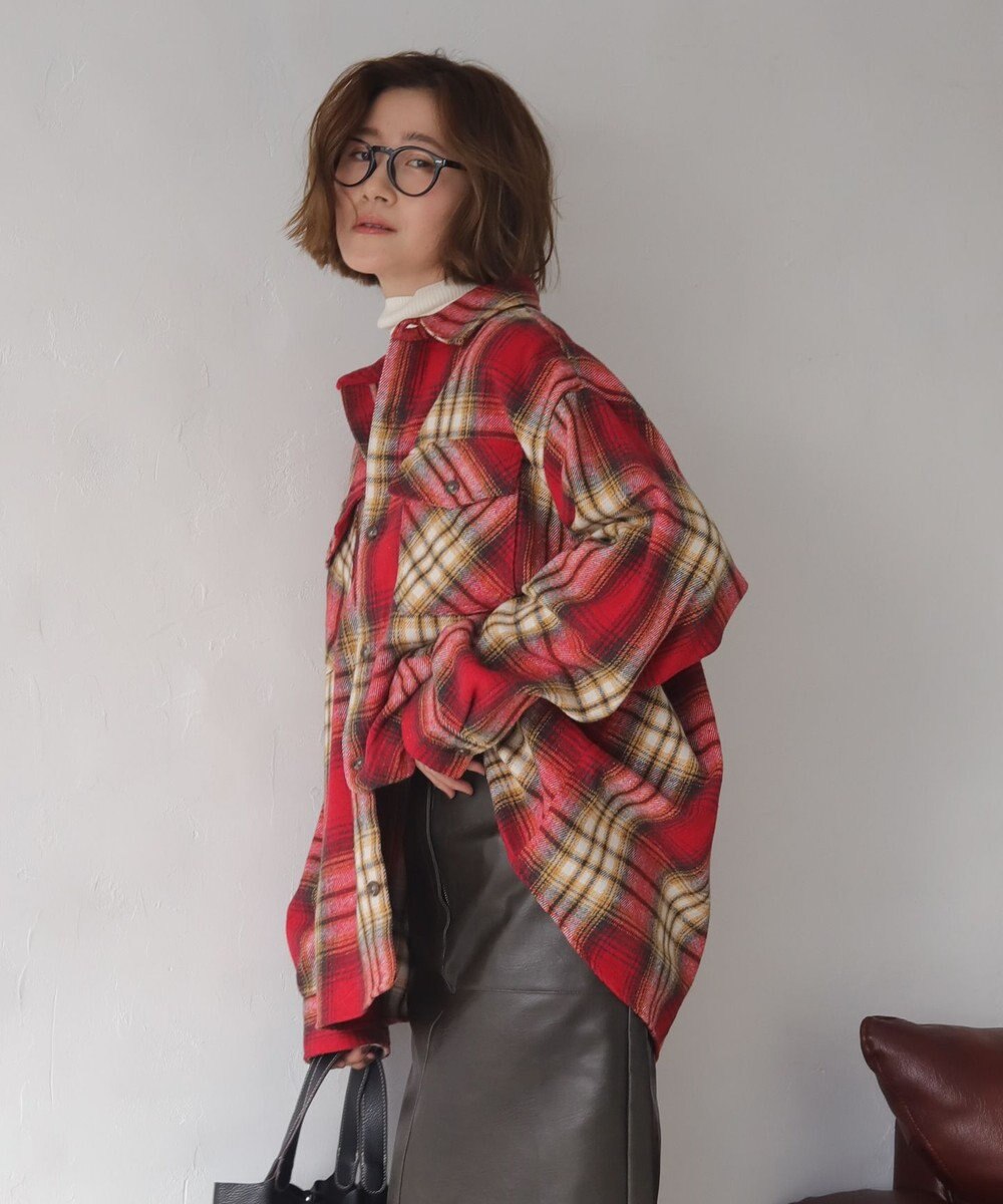 WEGO 【2025年秋冬新作/ユニセックス着用ITEM/SMLサイズ展開】ヘビーネルチェックシャツ（LS） 