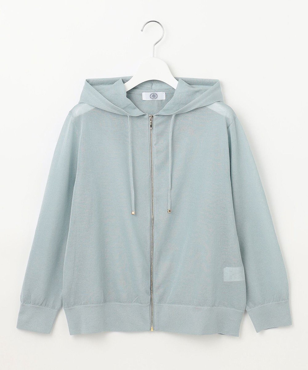 J.PRESS LADIES L 【洗える】シアーライトニット パーカー 