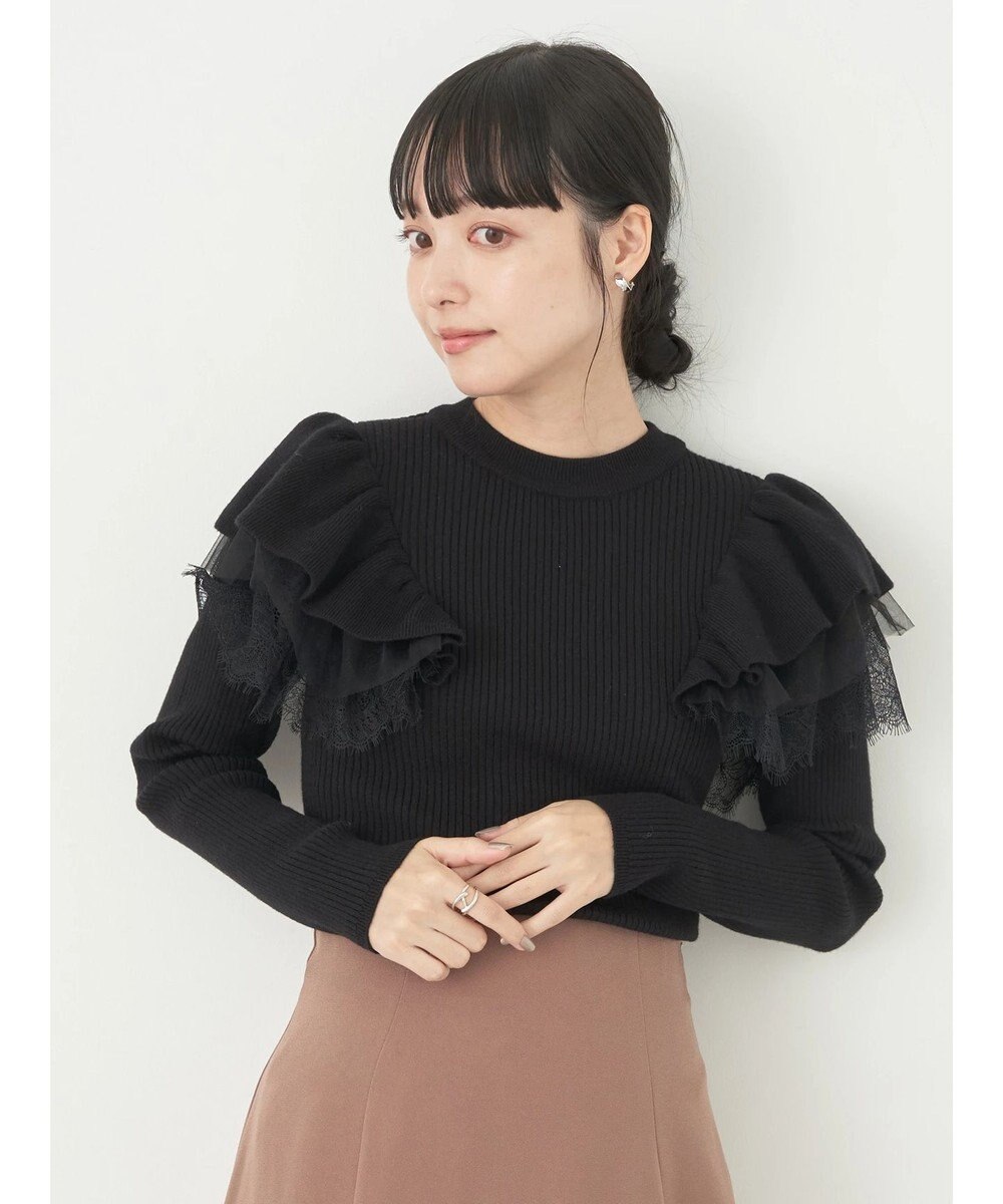 earth music&ecology ショルダーチュールレースプルオーバー 