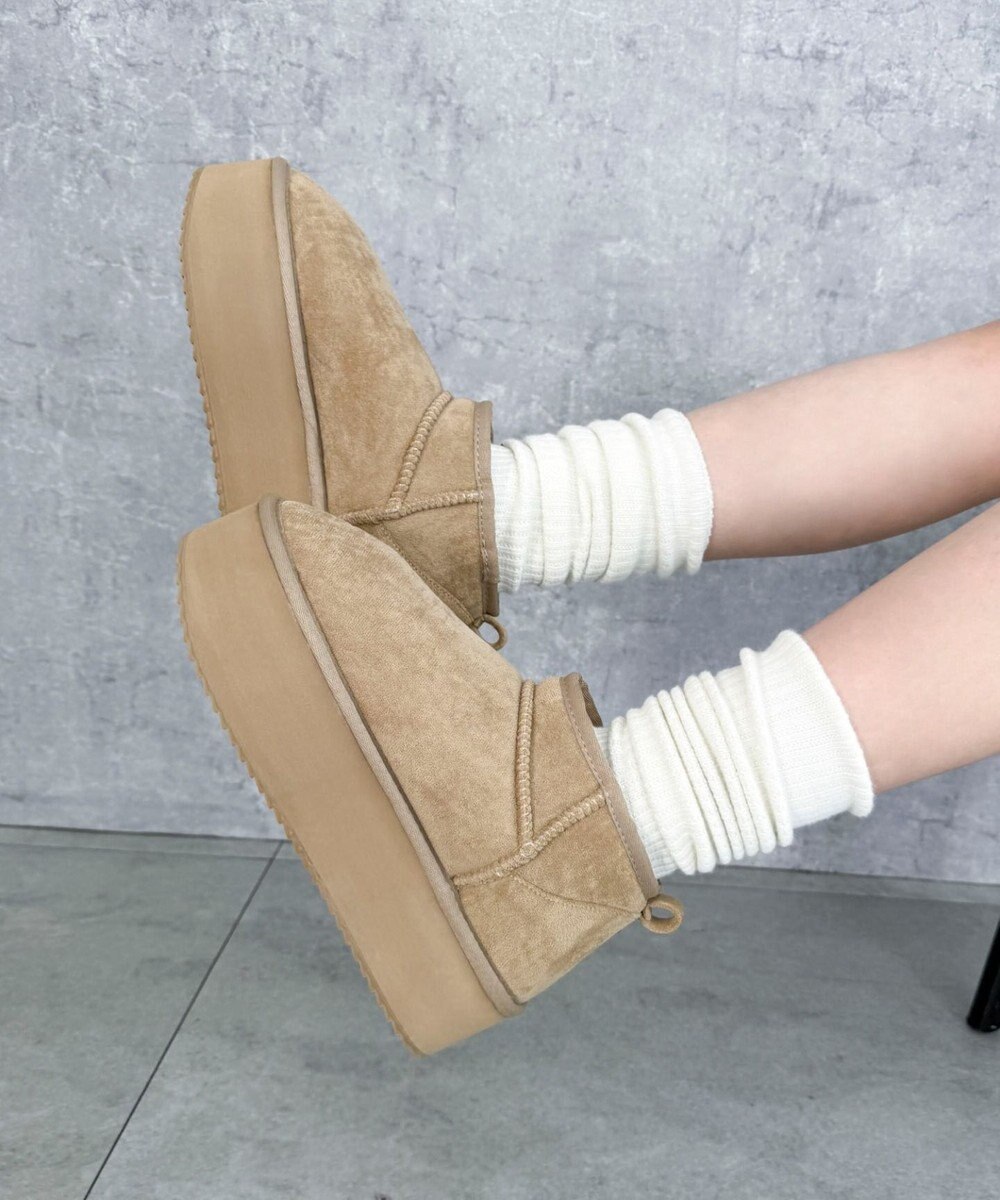 WEGO 【25年秋冬新作/あったかブーツ】厚底ムートンタッチブーツ 