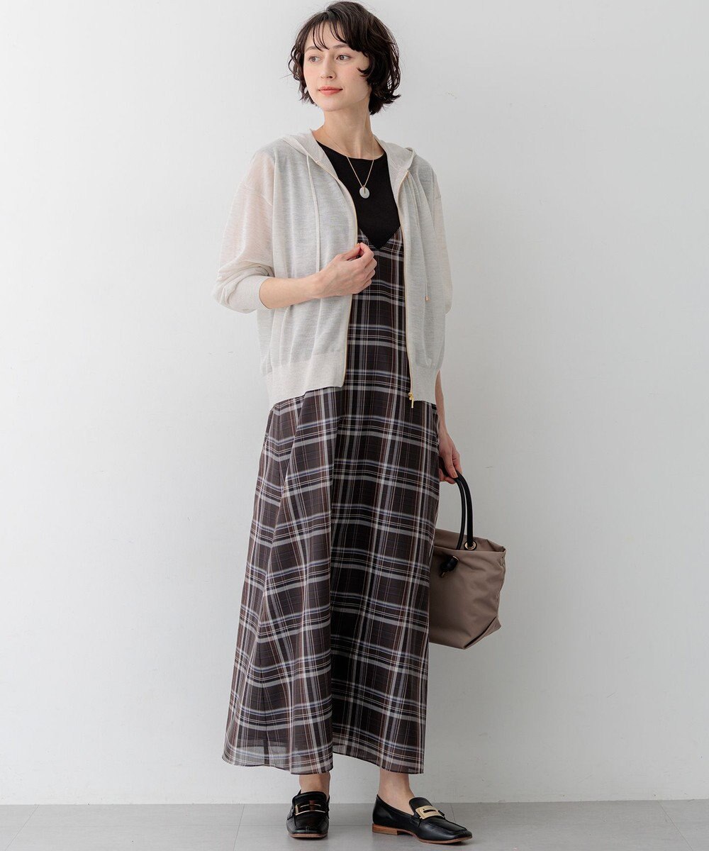 23区 【先行予約】シャイニーシアーニット ジップアップ パーカー 