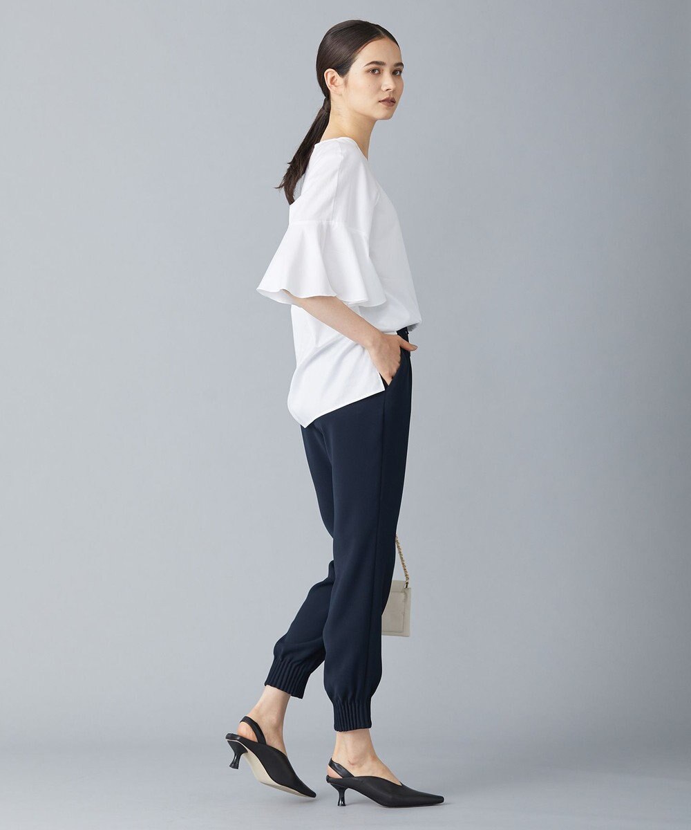 ICB 【洗える】コットンサテン　フレアスリーブブラウス 