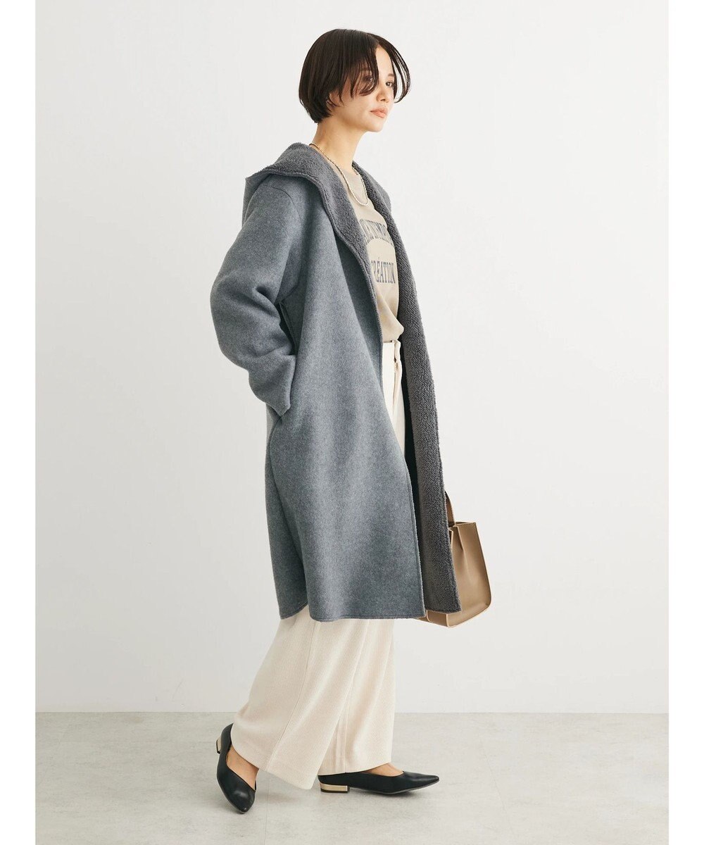 Green Parks フード付き裏ボアロングコーディガン 