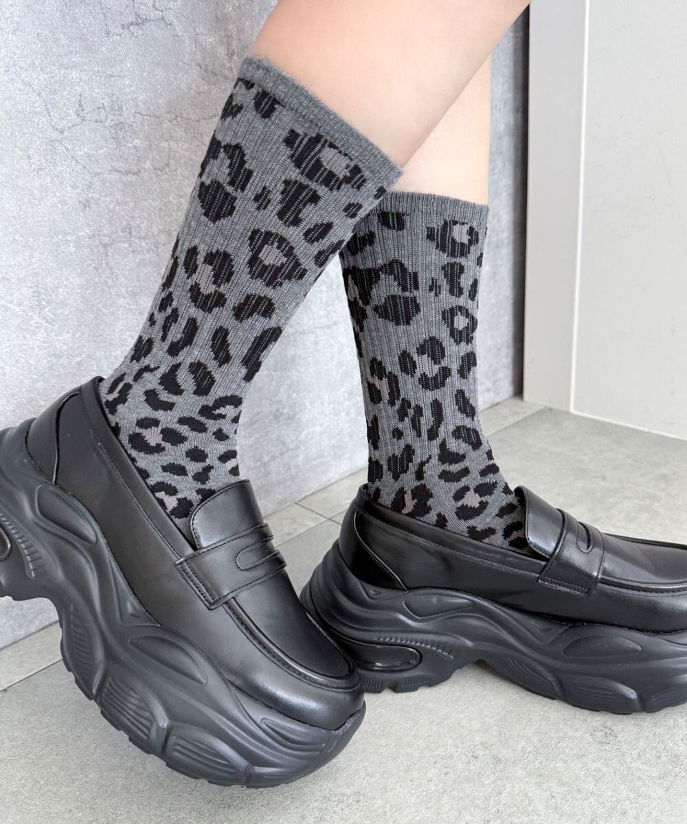 WEGO レオパード柄リブソックス 