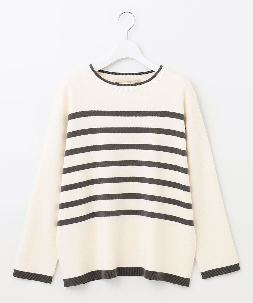 自由区 L 【洗える】コットンカシミヤ ボーダーニット 