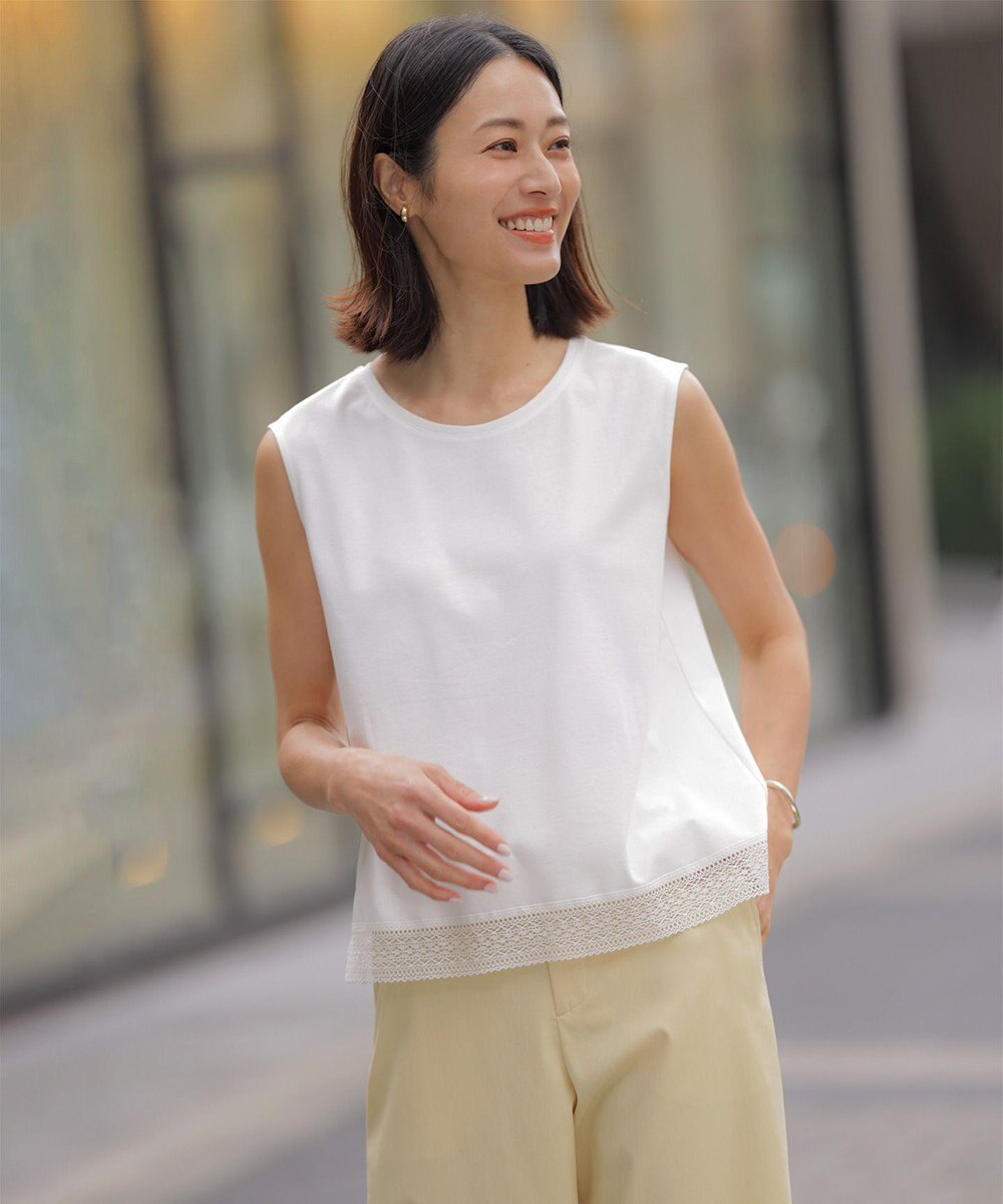 J.PRESS LADIES 【レイヤードスタイルに】コットンスムース ノースリーブ カットソー 