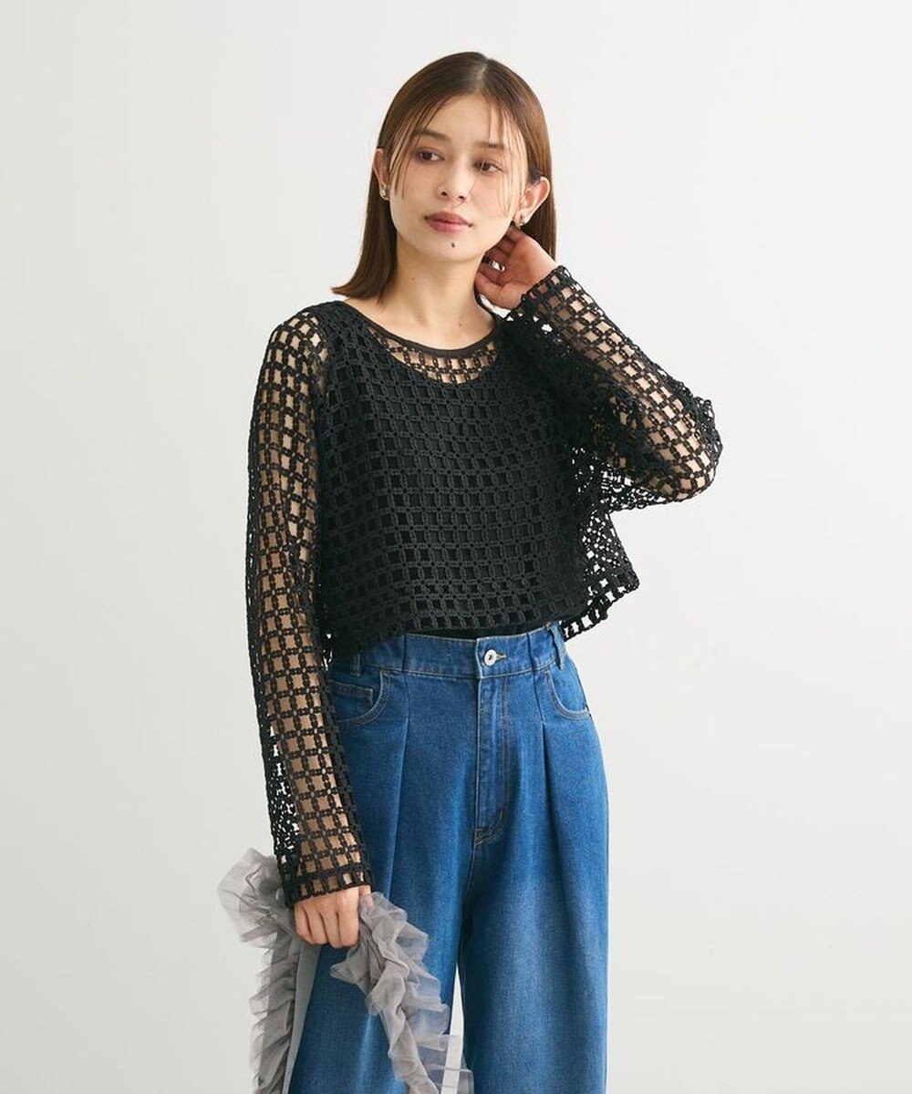 Green Parks ・ＳＵＧＡＲ　ＳＰＯＯＮ　フラワーメッシュプルオーバー 