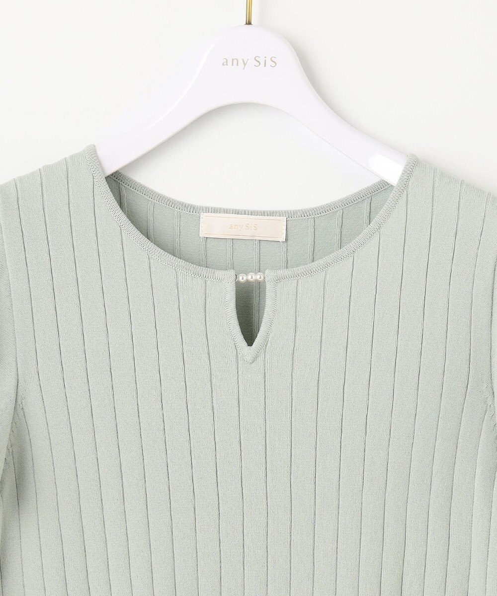 ANY SIS S 【洗える】パール調ポイントフレアスリーブ ニット 