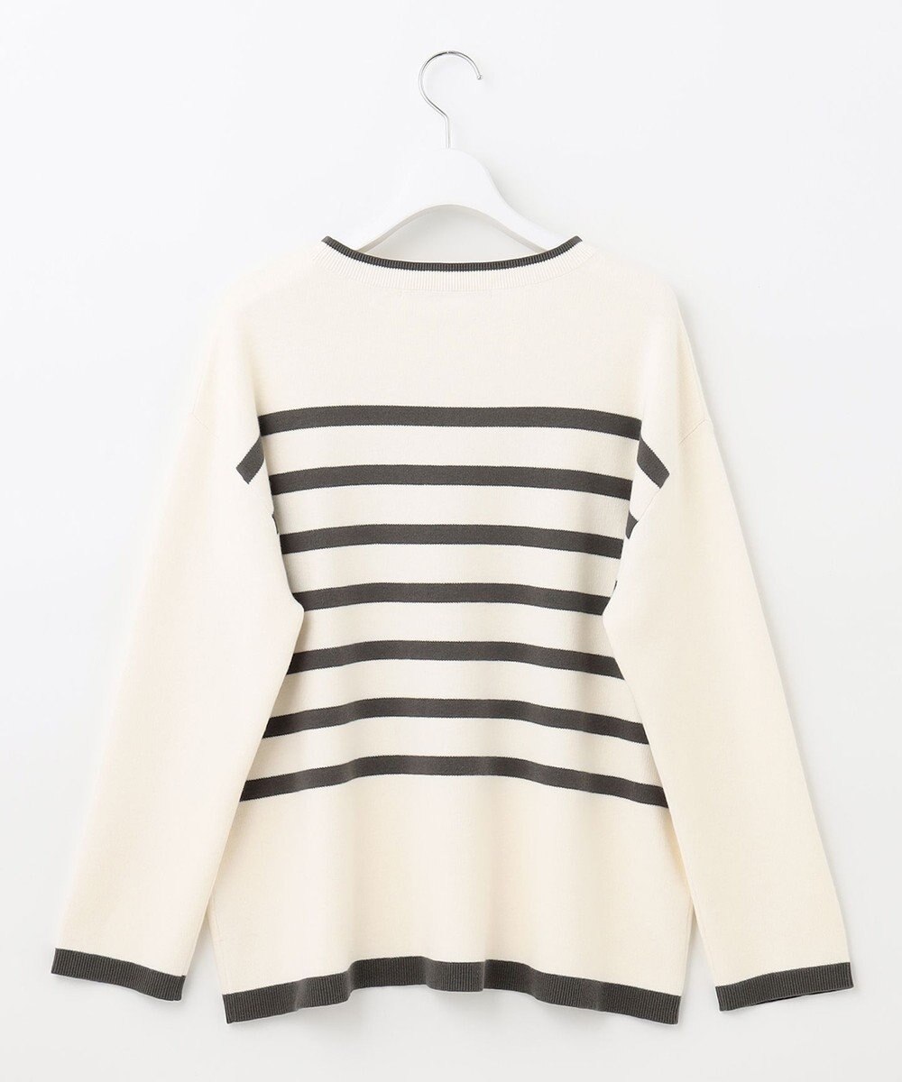 自由区 L 【洗える】コットンカシミヤ ボーダーニット 