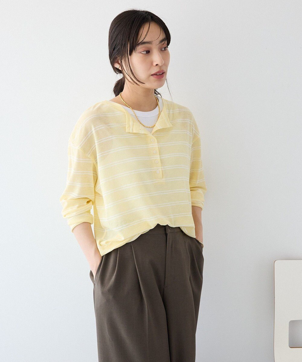 CRAFT STANDARD BOUTIQUE シアーボーダーヘンリーネックロンT 