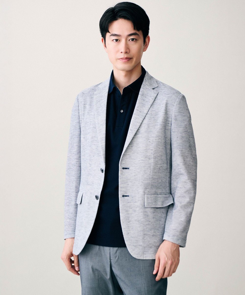 JOSEPH ABBOUD リラックスクールビズ【フランス産リネン×日本の技術/ストレッチ】ノルマンディーリネントップジャージージャケット 