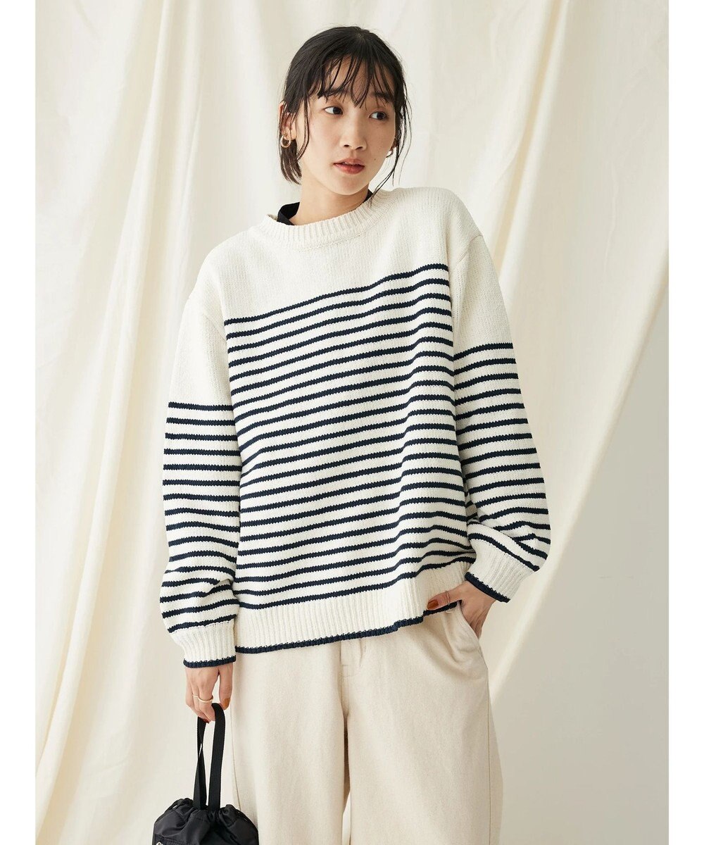 CRAFT STANDARD BOUTIQUE 洗えるモールニットボーダープルオーバー 