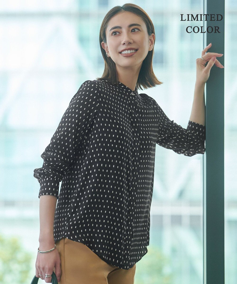 ICB L 【新色追加・WEB限定カラーあり・接触冷感・UVケア・速乾・洗える】BackSatinAmunzen バンドカラーブラウス 