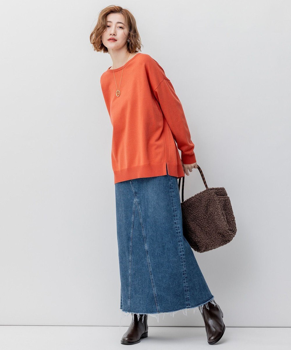 23区 L 【洗える】ウールコットンストレッチ オーバーサイズ ニット 