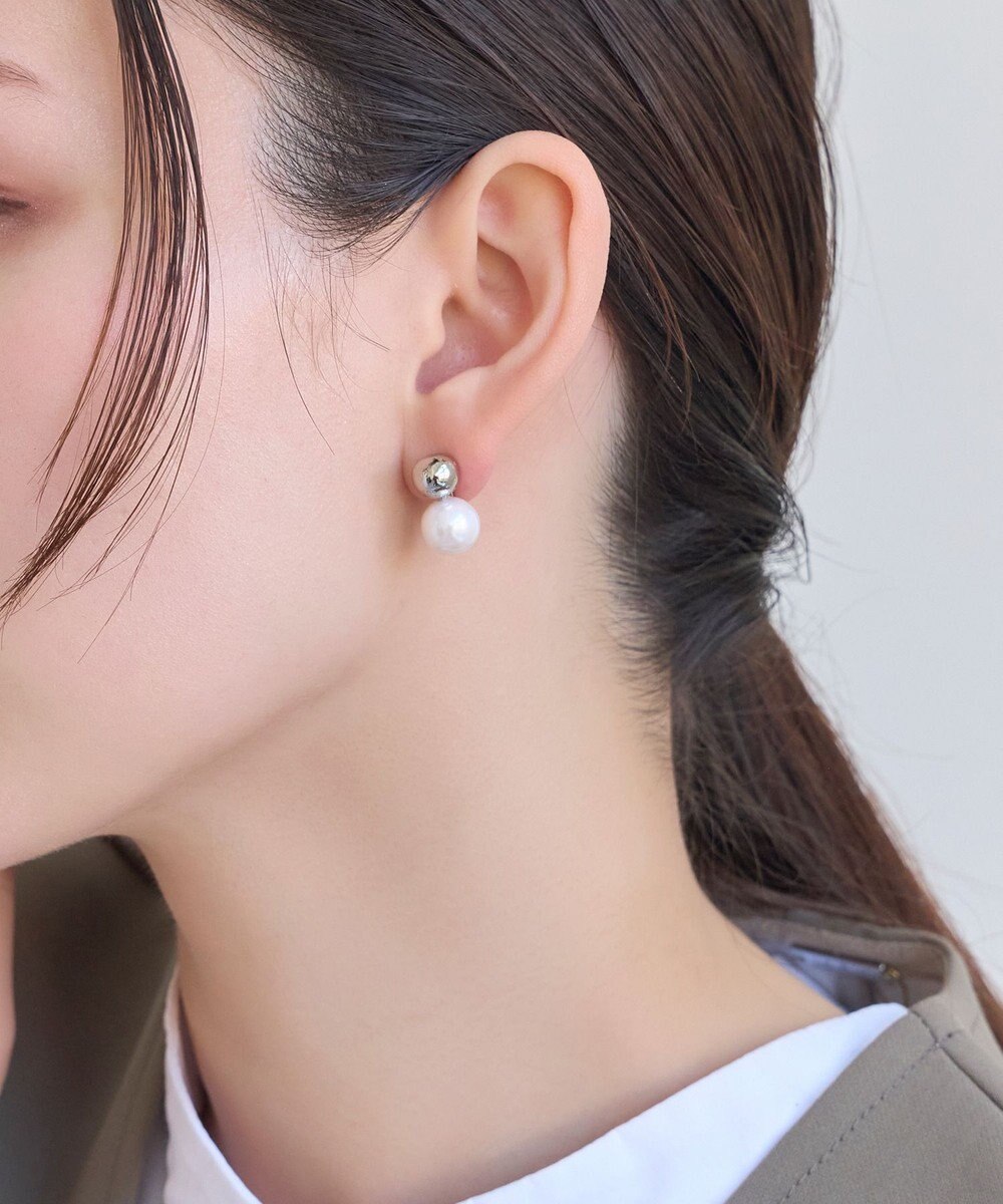 Phoebe ツインパールメタルイヤリング　シルバー 