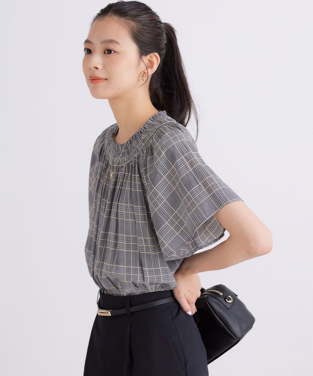 組曲 L 【先行予約】ギャザーライトデシン フレアブラウス 