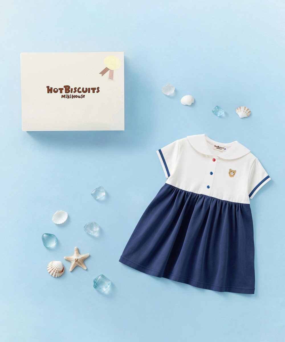 MIKI HOUSE HOT BISCUITS セーラーカラー ワンピース セット【BOX付き】 