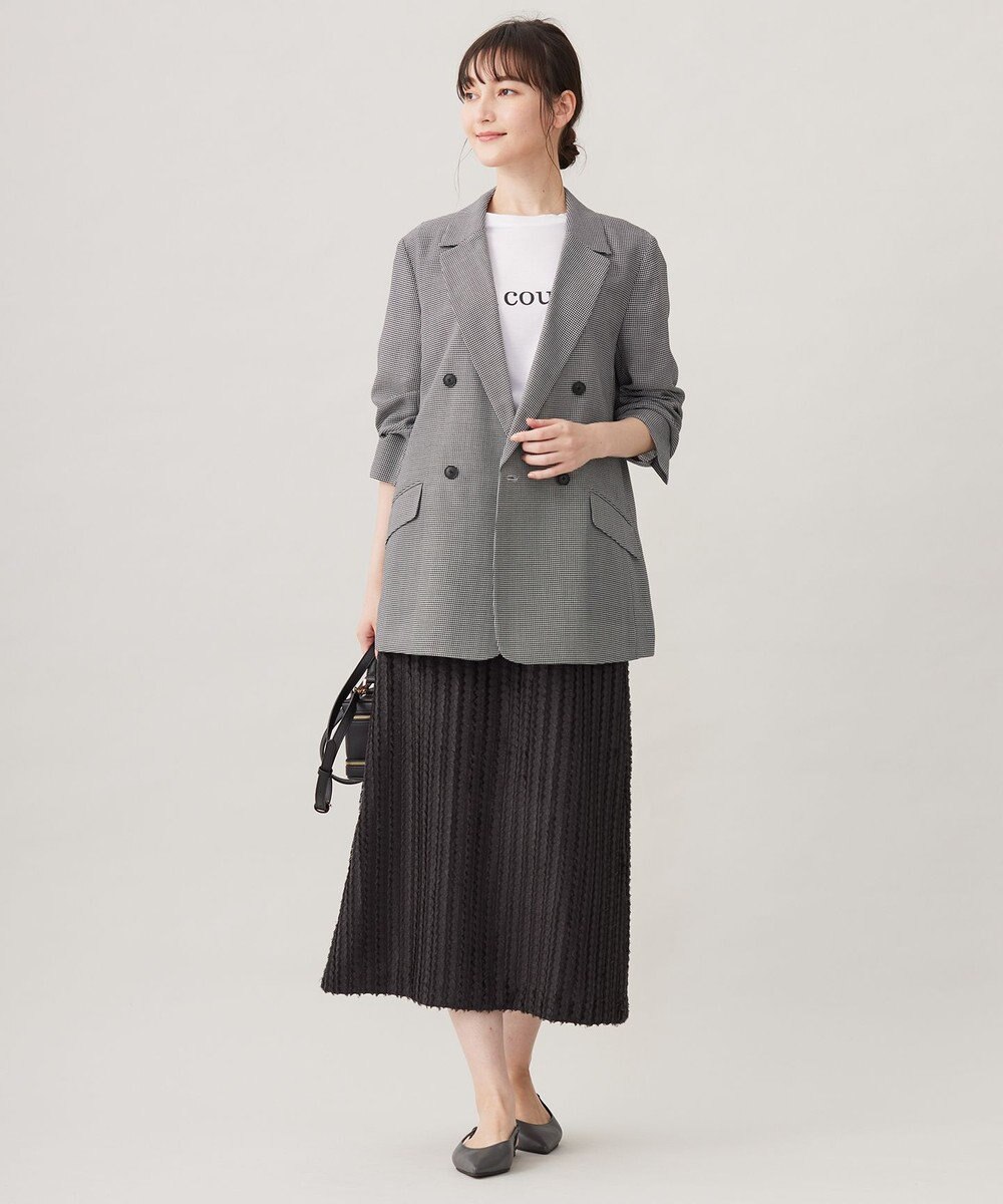 自由区 【セットアップ対応・洗える】フリンジジャガード スカート 